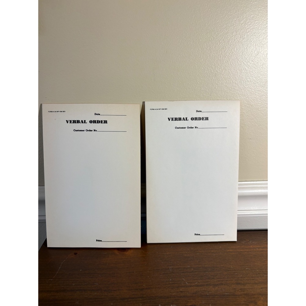 Vintage Verbal Order Form Pads Form A-34 WP-10M 9/91 Office Stationery Lot of 8